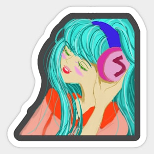 Anime Japanese cartoon style , music girl Sticker